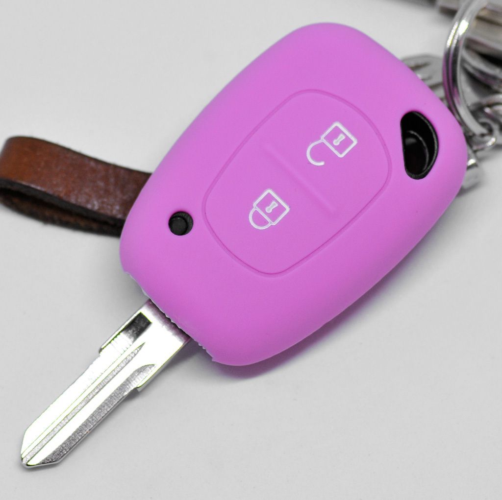 Auto Schlüssel Hülle Silikon Schutz Cover Rosa kompatibel mit Renault Kangoo Trafic Master Primastar OPEL Movano Vivaro Nissan Interstar 2 Tasten...