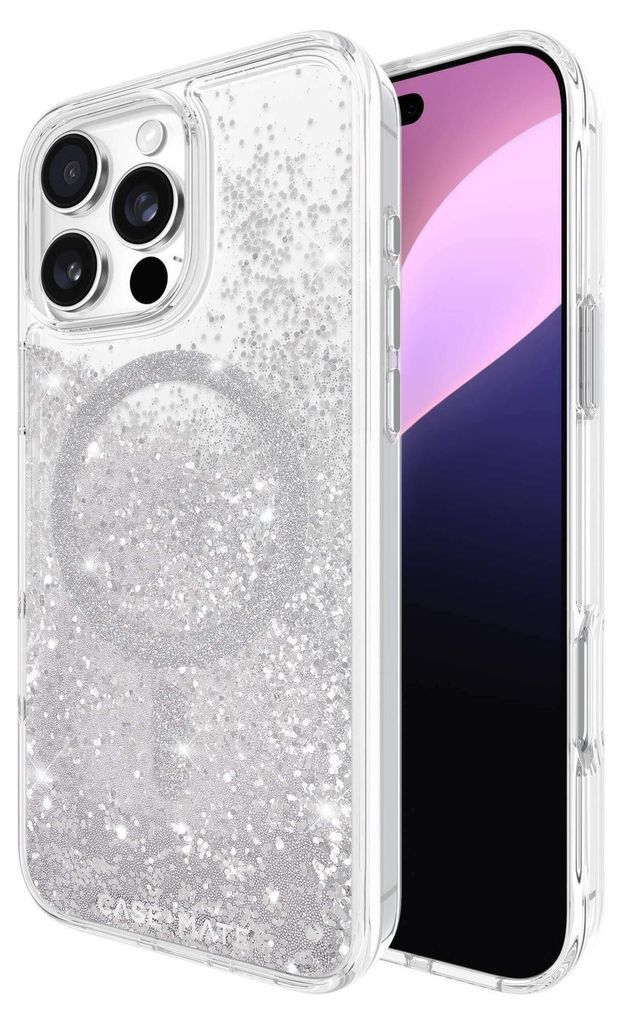 CASE MATE, MagSafe Hülle iPhone 16 Pro Max mit Wasserfall Design Effekt, Silber