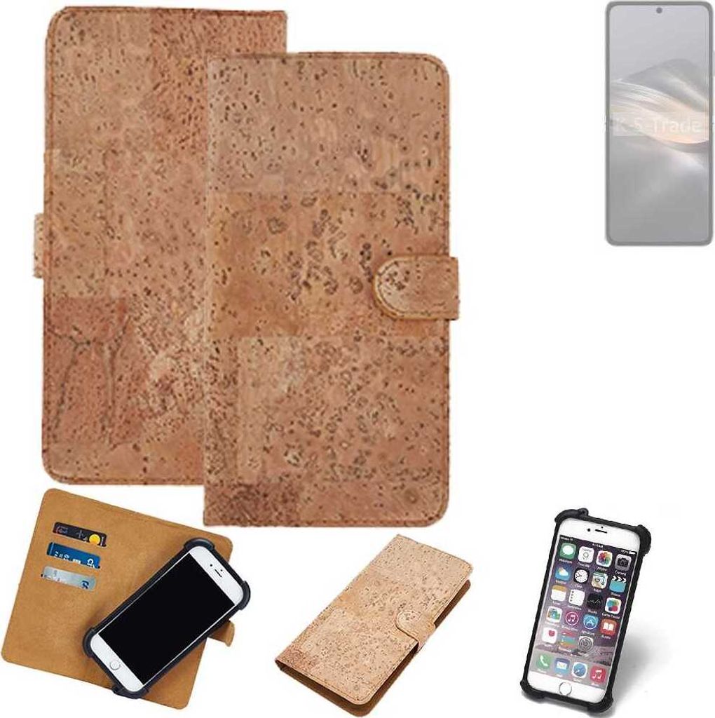 K-S-Trade Hülle kompatibel mit Huawei Pocket 2 Kork Handyhülle Cover Schutzhülle TPU Case Bumper in Hellbraun, (1x)