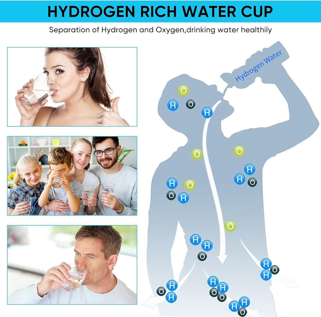 Petyoung Wasserstoff-Wasserflasche 420 Ml, Tragbarer Generator | Bis Zu 4000 PPB | Für Zuhause, Büro & Sport