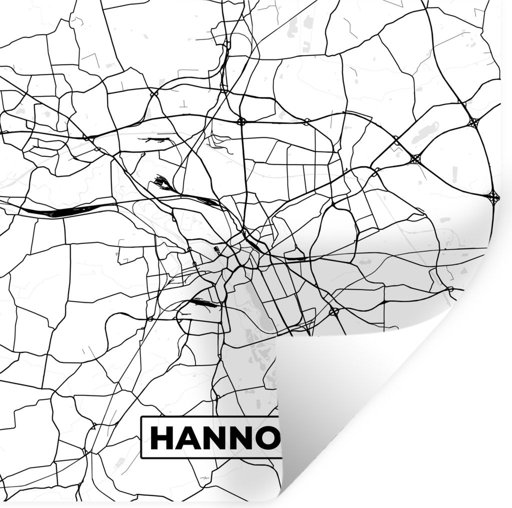MuchoWow Wandtattoo Wandsticker Wandaufkleber Hannover - Karte - Stadtplan 50x50 cm Selbstklebend und Repositionierbar - Selbstklebend - Fototapeten