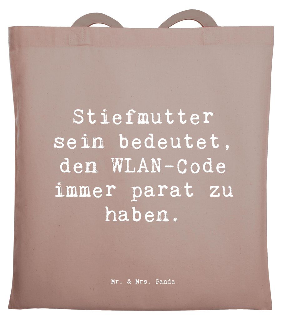 Mr. & Mrs. Panda Jutetasche Spruch Stiefmutter Heldin - Braun Pastell - Geschenk, Tasche, Lächeln, handgemacht, persönliche Erinnerungen, Shoppin...