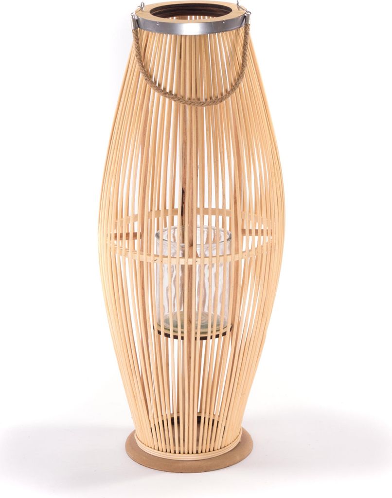 Deko  LATERNE "ZYA" |  Bambus | Natur Windlicht | Größe: 80 Produktbild 