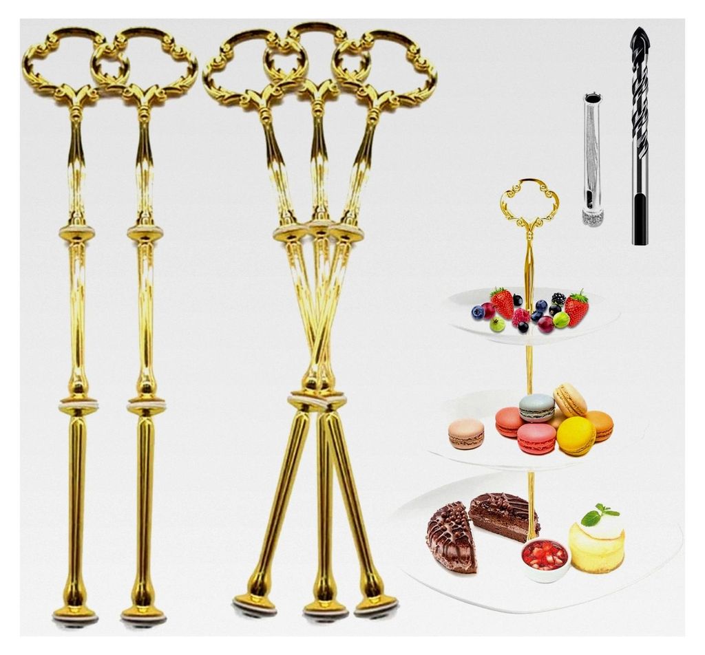 Set von Etagen-Stangen, Gold Bausatz für Etagere mit Bohrer, Blume, 5 Stück