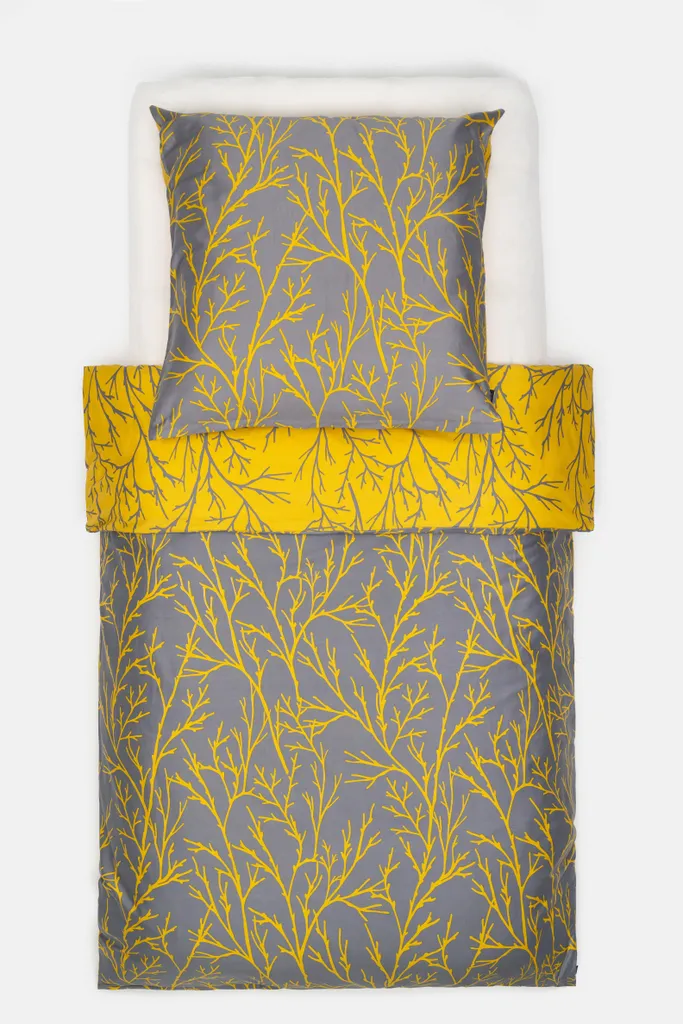 Set Letto 100% Cotone Mako Brielle | Satin Traspirante Giallo Grigio