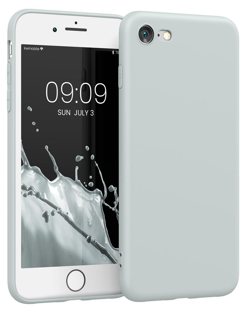 kwmobile Handyhülle für Apple iPhone SE (2022) / SE (2020) / 8 / 7 Hülle - weiches Handy Silikon Case - Schutzhülle Cover - Hellgrau matt