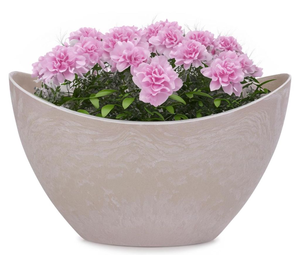Pflanzschale oval 24 cm für draussen Dekoschale sand beige Produktbild 