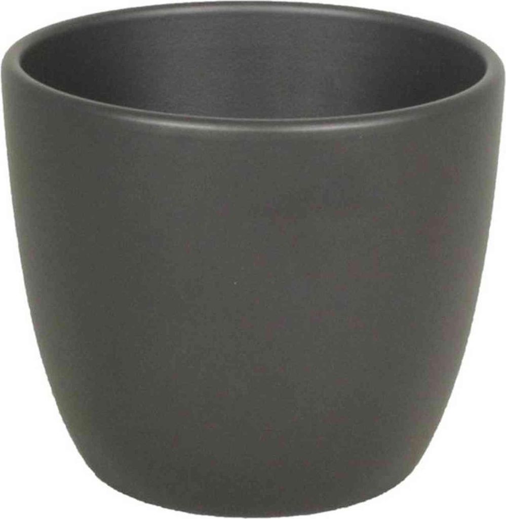 INNA-Glas Keramik Blumentopf, Ø7,5cm, 6cm, anthrazit, matt - Pflanzentopf/Übertopf