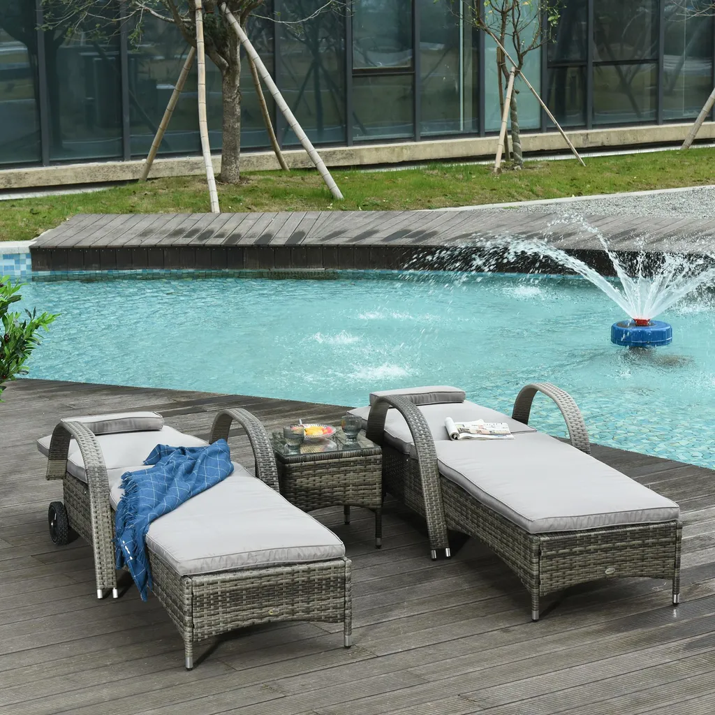 Ensemble Détente Terrasse : 2 Transats Confortables et Table Basse