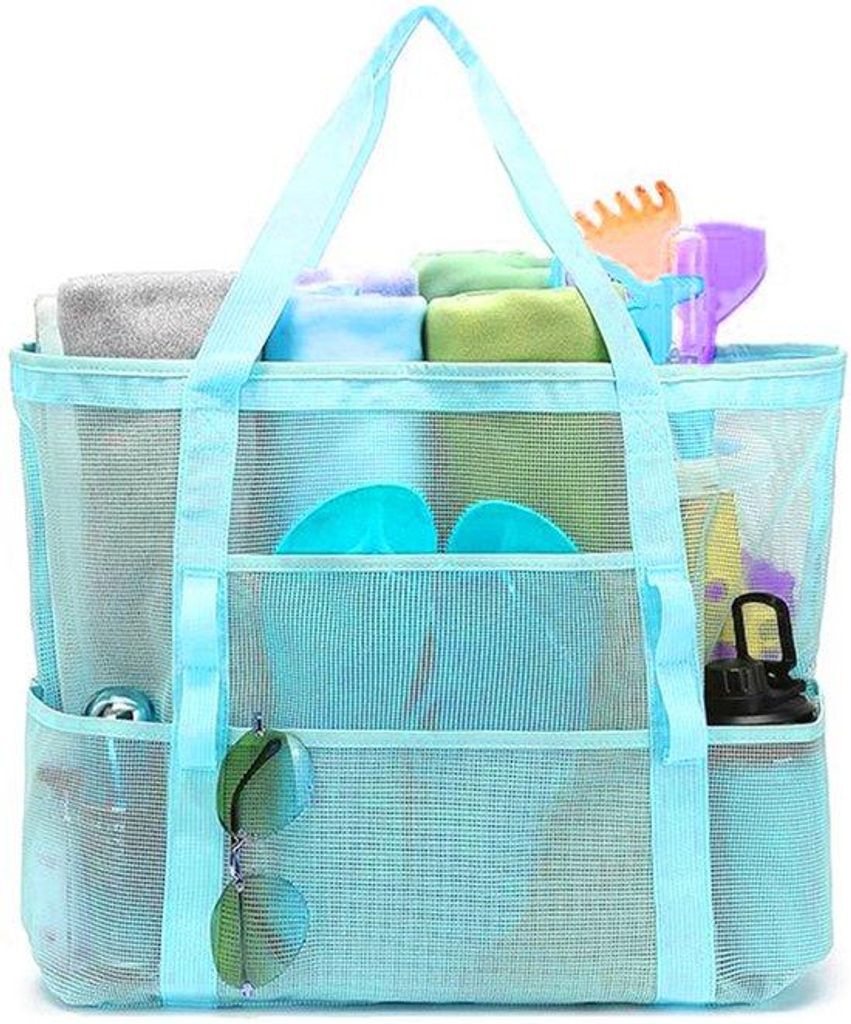 Beach Reise Netz Rucksack - Großer Schultergurt - Vielseitiger Aufbewahrungsbeutel - Geeignet für Schuhe, Badeanzüge und Spielzeug - Urlaubselem...