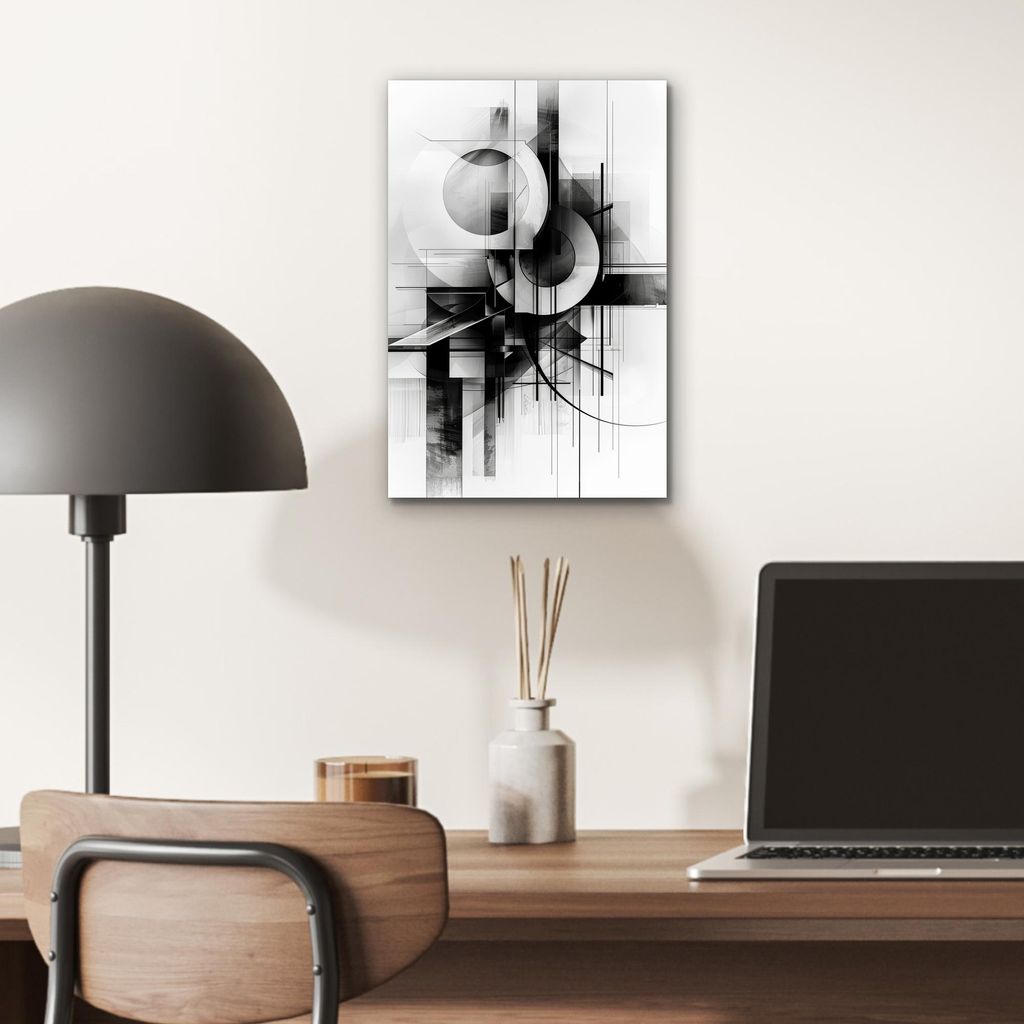 MuchoWow Wanddekoration Metall Metallbild Wandkunst 20x30 cm Abstrakt - Kunst - Modern - Schwarz und weiß MuchoWow Aluminium Gemälde - Alu Dibond...