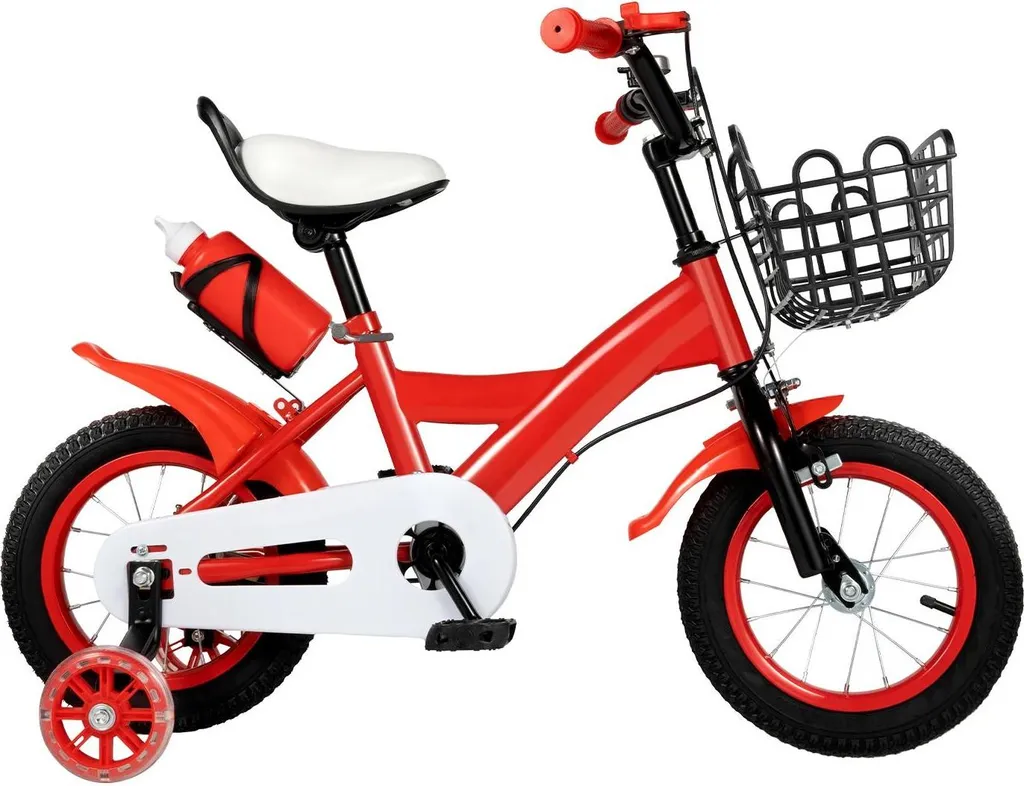 Vélo enfant 12 pouces rouge avec cadre acier robuste et freins sécurisés