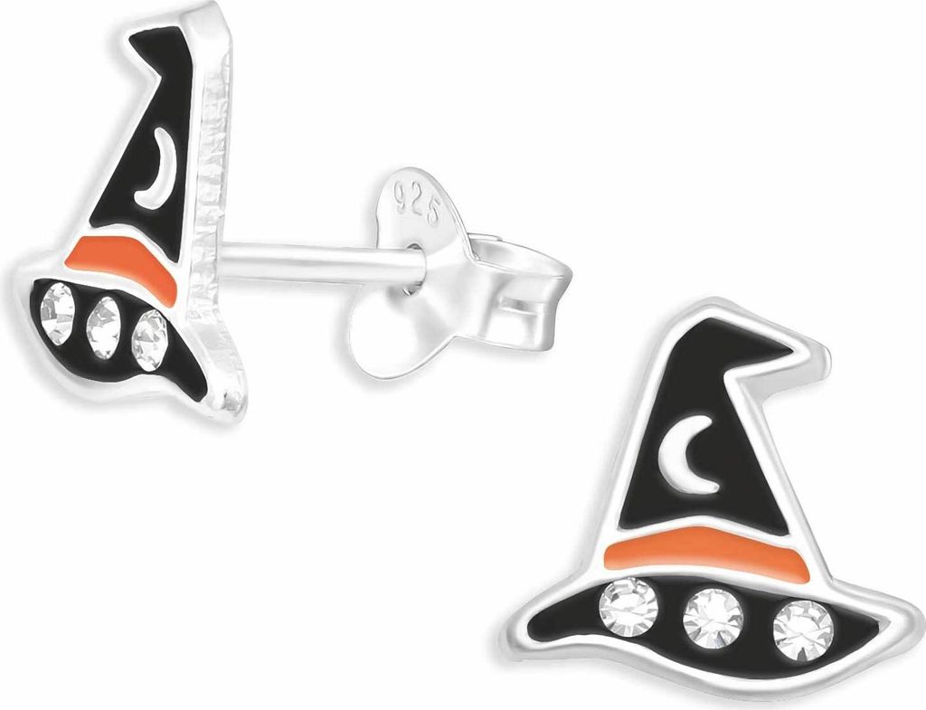 Monkimau Hexen Hut Ohrstecker Ohrringe aus 925 Silber Schmuck Silberohrringe Medizinisch für Kinder Mädchen Damen Frauen