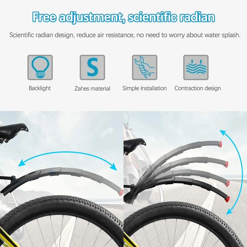 Fahrrad Schutzblech，Einziehbar Bike Kotflügel Set Produktbild 3