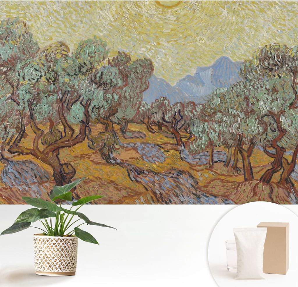 Fototapete - 152x104 cm - Tapete - Wandtapete - Wandbilder - Dekofolie - Tapete Folie - Wand - Dekoration - Wohnzimmer - Olivenbäume