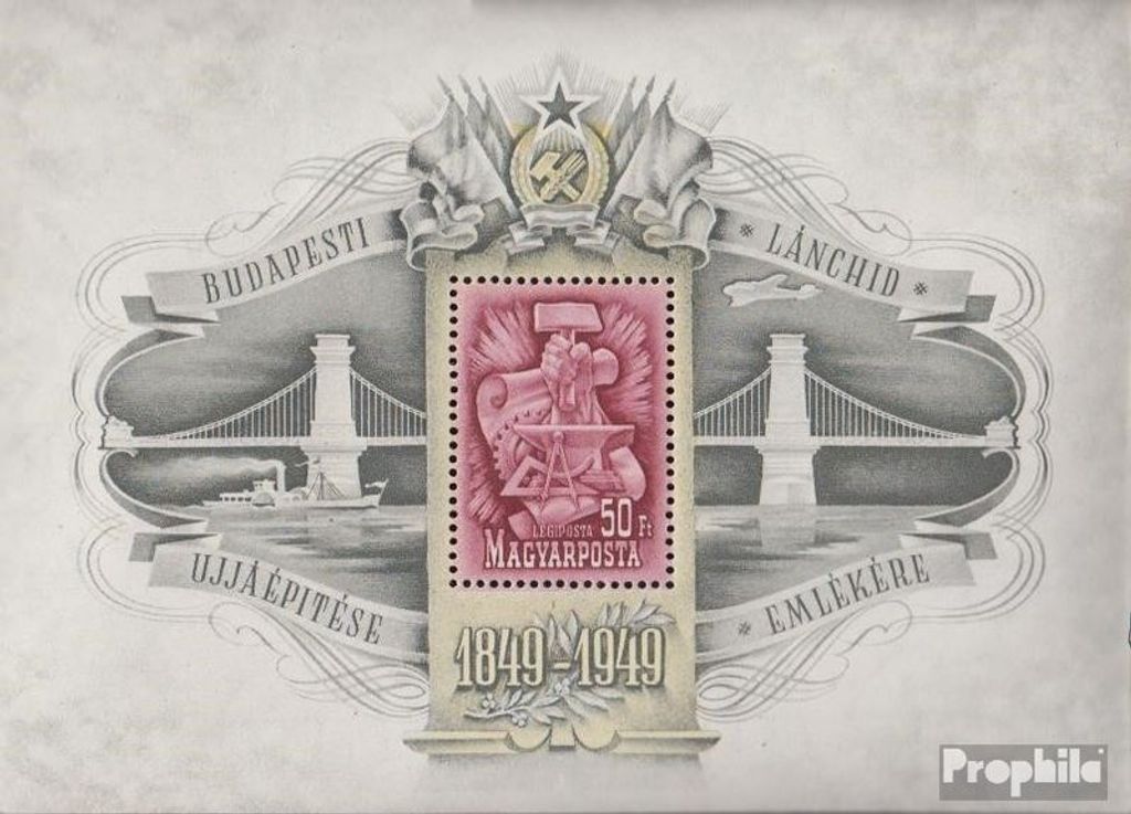 Briefmarken Ungarn 1949 Mi Block17 (kompl.Ausg.) postfrisch Kettenbrücke