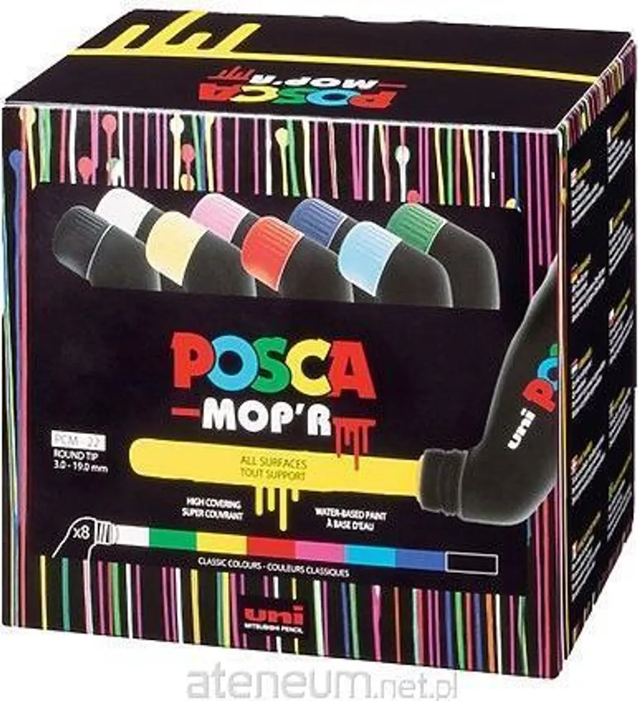 Marqueur Peinture POSCA MOP'R PCM-22 Coffret 8 Couleurs Pointe Large