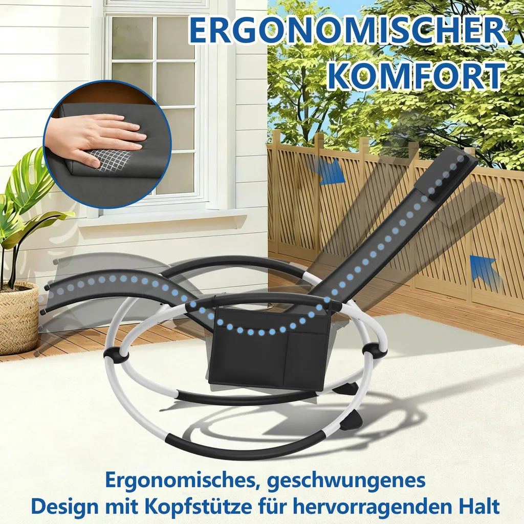 Transat de Jardin Pliable XINZI pour Camping et Terrasse - Haute Qualité - 4