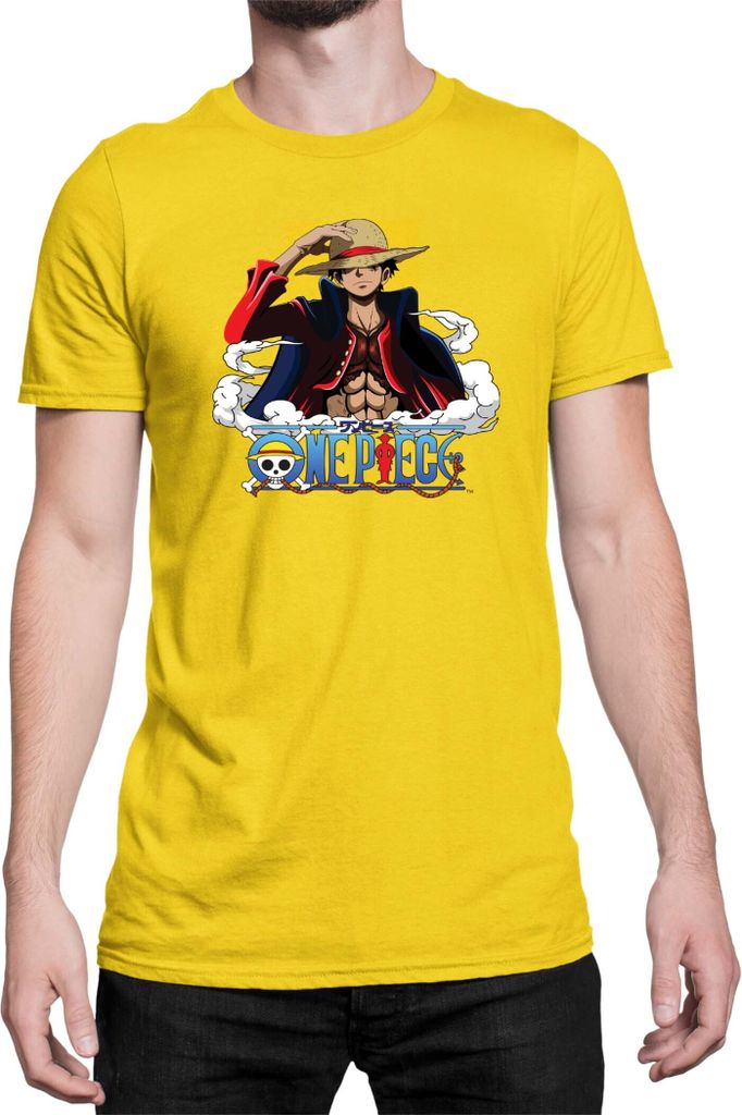 Herren T-Shirt Japan Anime Manga One Manga Piece Anime Luffy 06 Cool Luffy, Man L / Gelb