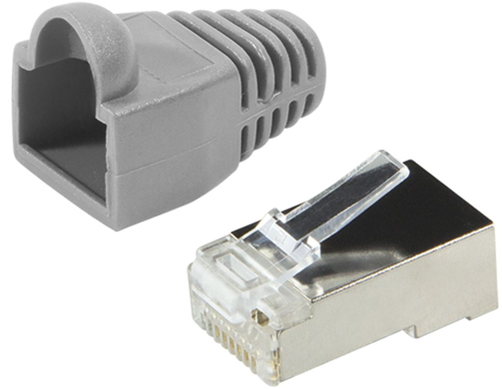 LogiLink RJ45 Stecker Kat.5e mit Knickschutztülle grau 100 Stück