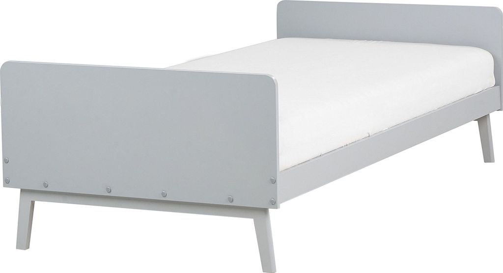 BELIANI Bett Grau aus Kiefernholz 90 x 200 cm mit Lattenrost Einzelbett Modern Skandinavischer Stil für Jugendzimmer Kinderzimmer Schlafzimmer