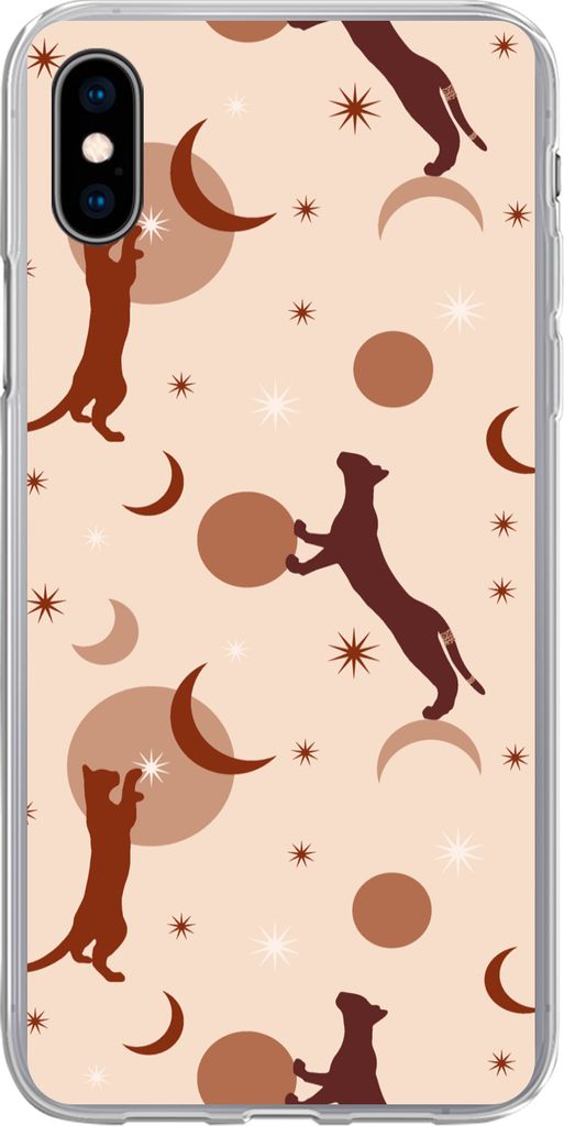 MuchoWow Handyhülle Schutzhülle Hülle für Telefoonhoesje iPhone Xs Muster - Katze - Mond - Pastell - Mädchen - Kinder - Kinder Silikon Softc...