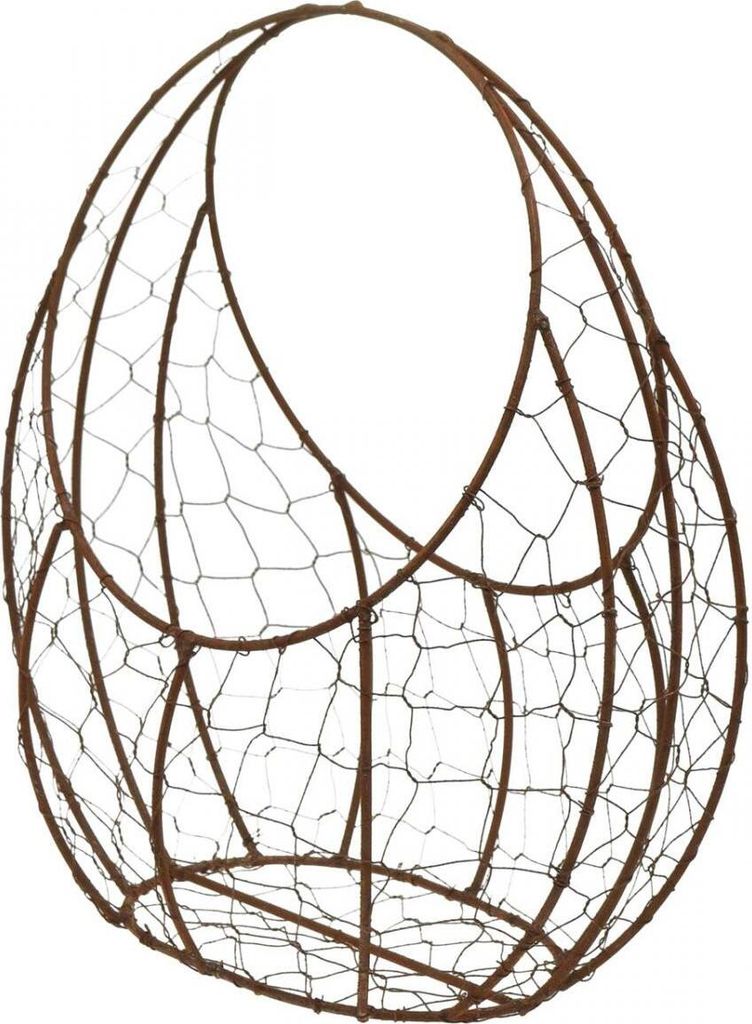 Drahtkorb Metall Edelrost Pflanzkorb Frühling Osterdeko Braun