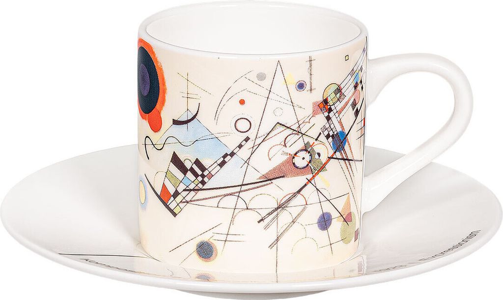 tea4chill Könitz Espresso Tasse Kandinsky Komposition 8. Kaffeetasse 65ml aus Fine Bone China Porzellan. Espressotasse modern, bunt