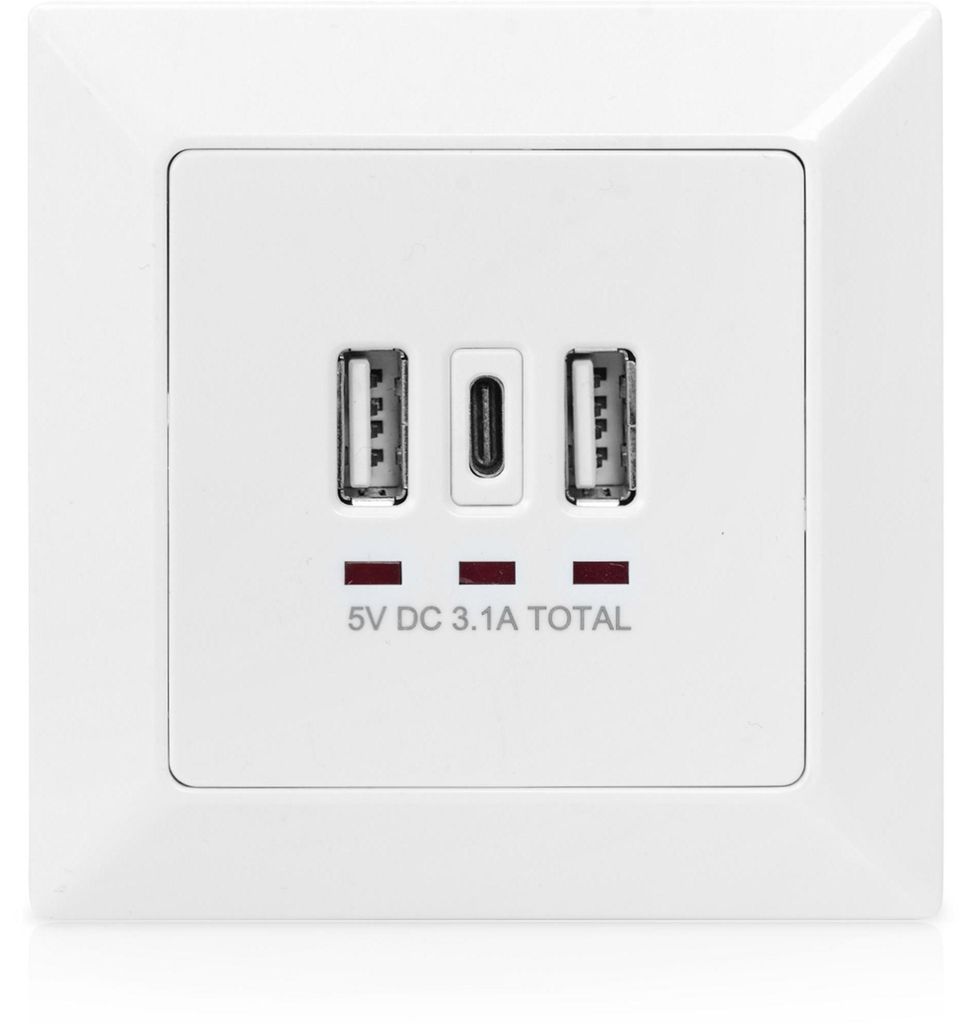Digitus DA-70618, 2 x USB A + 1 x USB C, Bílá, Výkon, 250 Obrázek produktu 
