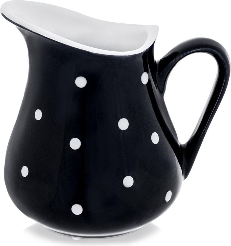 Orion | Milchkännchen - Keramik Sahnekännchen - 480 ml - Schwarz - Milchkrug - Wasserkaraffe - Spülmaschinenfest - Dot pattern