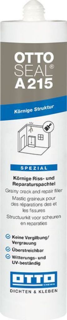 A product shot of a sealant tube with text and graphics.