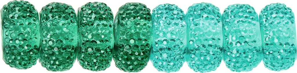 Großlochperle "Sunshine", 8er-Set, ca. 12 x 6 mm Türkis/Grün