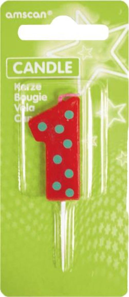 Geburtstagskerze farbig 7,6 cm Nummer 1 Produktbild 