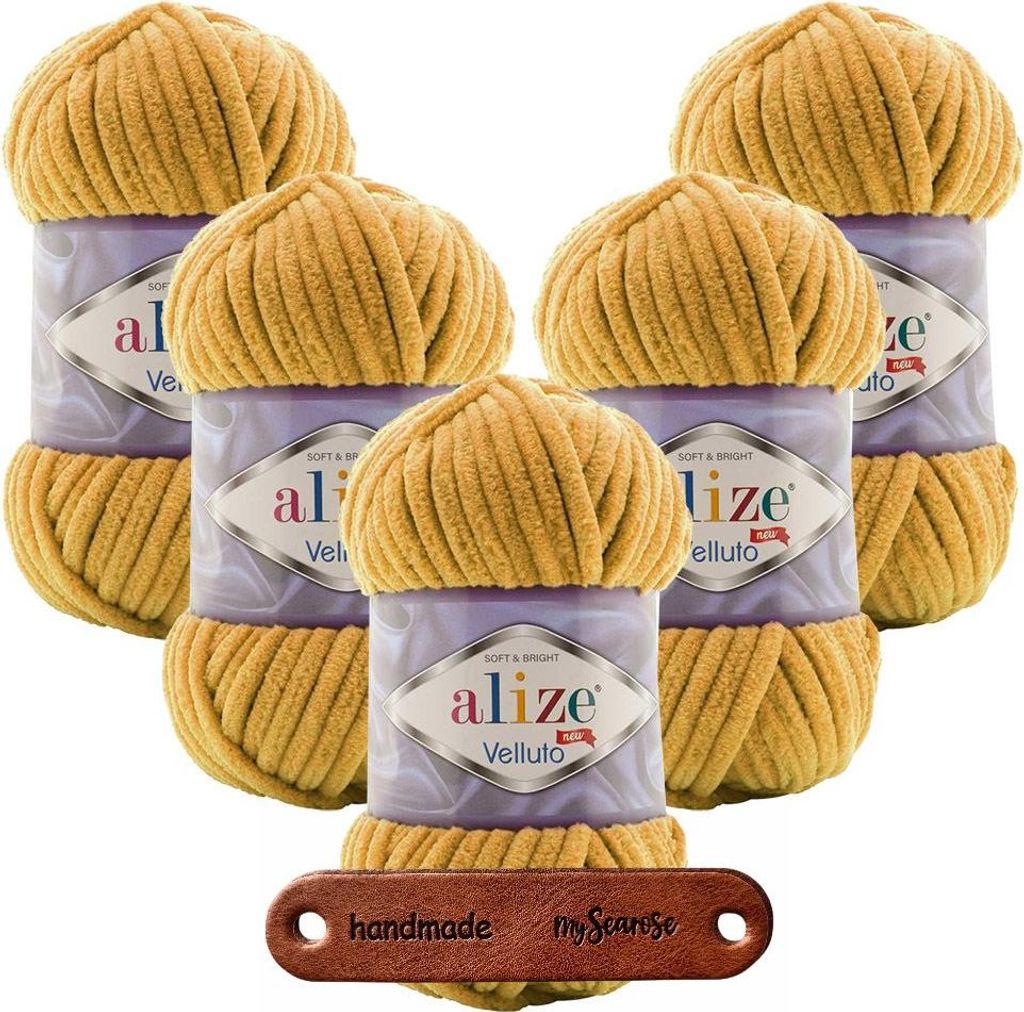 5 x ALIZE Velluto 2 Mustard mit Label