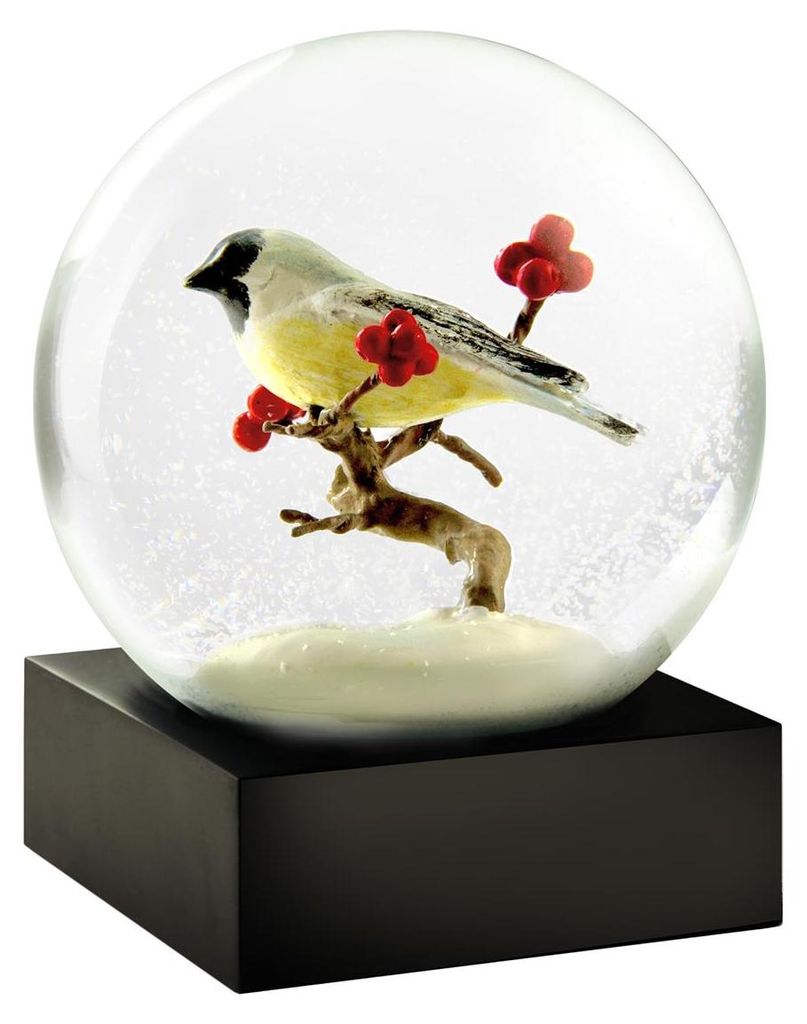 Dekorative Schneekugel mit Chickadee Vogelmotiv, 10 cm Durchmesser