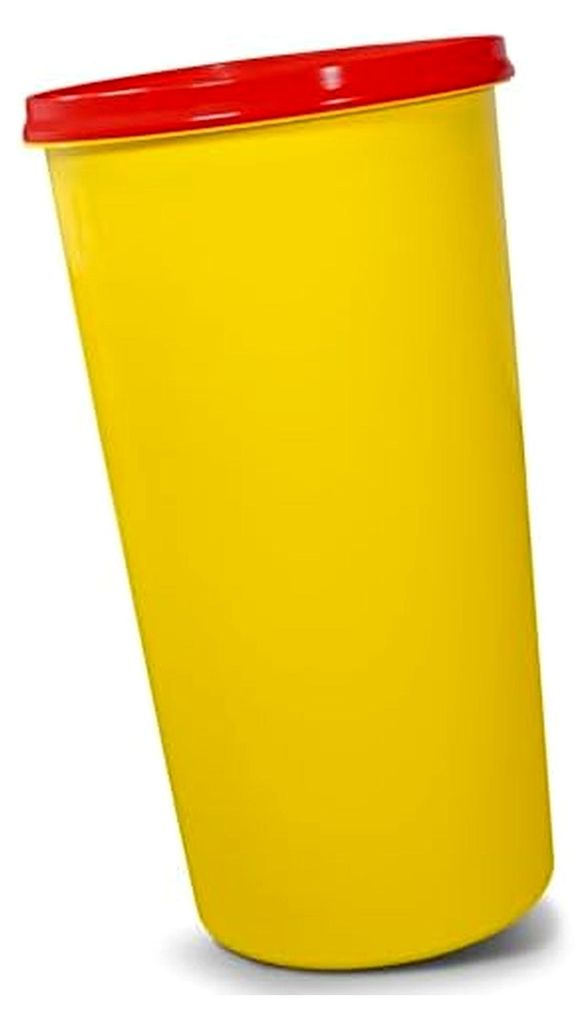 Mülleimer 60l mit geruchsdichtem Deckel (Rot) und Ständer für Gelber Sack