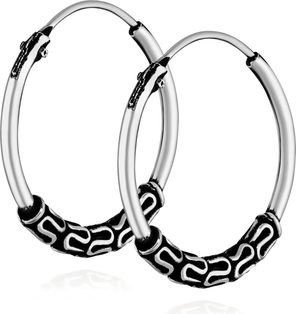 Paar 925 Sterling Silber Keltische Celtic Gothic Creolen 16mm 7239