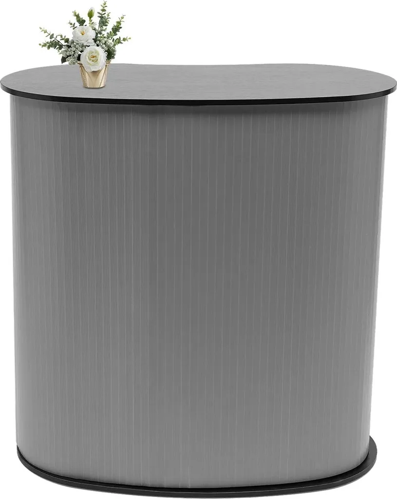Comptoir d'Accueil Portable pour Salon - Meuble Expo Bois Noir 90x90cm