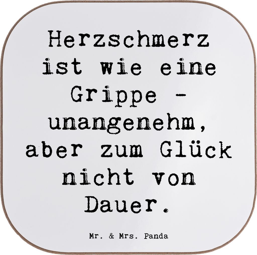 Mr. & Mrs. Panda garten untersetzer Spruch Herzschmerz Grippe - Weiß - Geschenk, für Gläser, Liebe, Motivation, Gefühl, Holzuntersetzer, Läche...