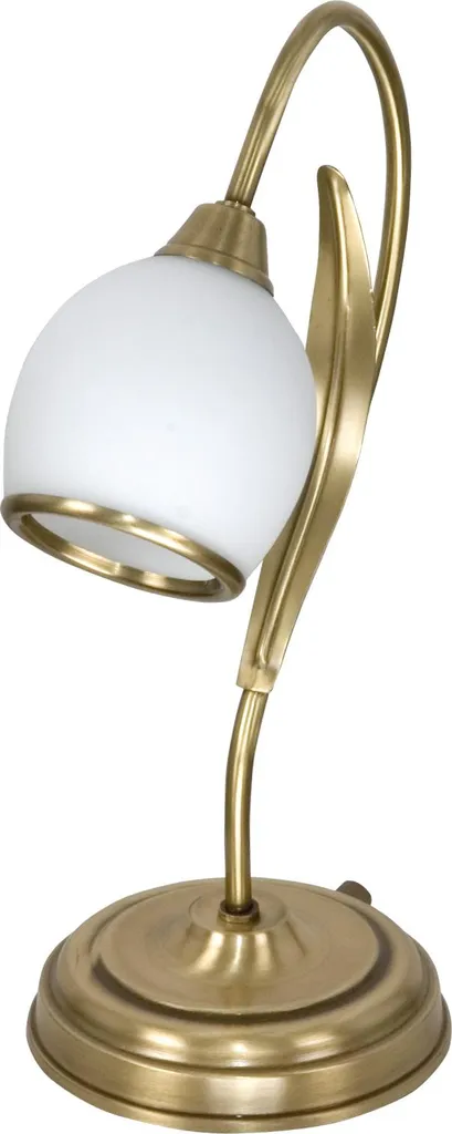 Lampe Patina MARKOS WHITE 116B finition patinée et abat-jour blanc