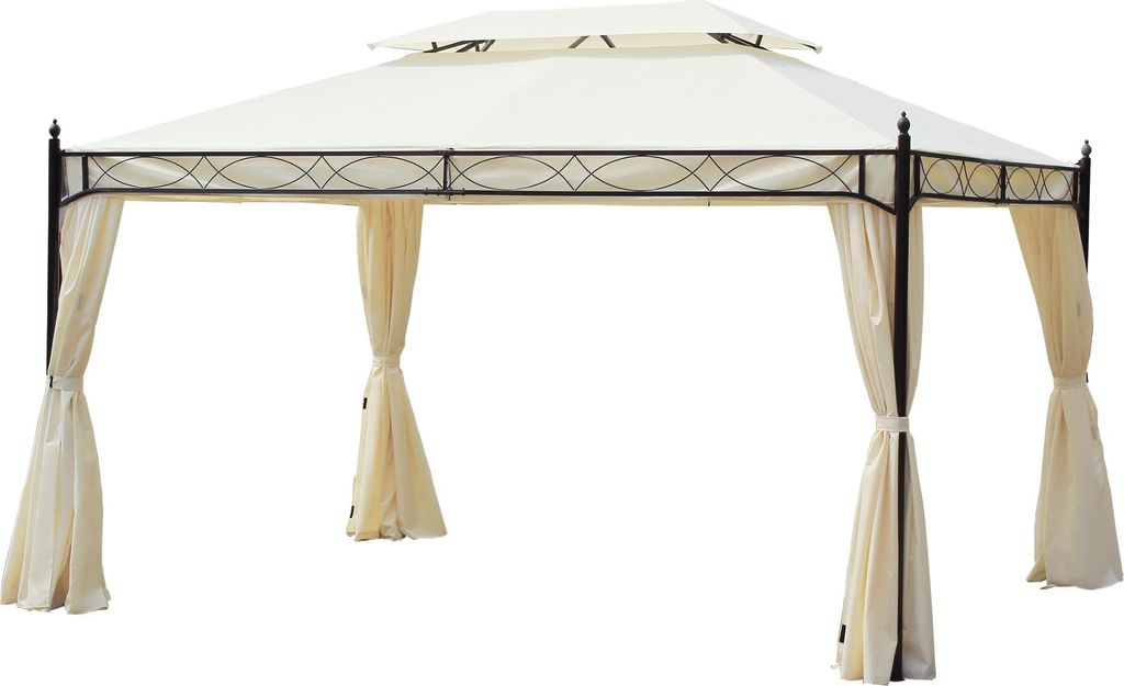 Fortuna Lai Luxus Pavillon Gartenpavillon 3x4 m Creme, Partyzelt Festzelt Gartenzelt Pagode für Garten & Terrasse