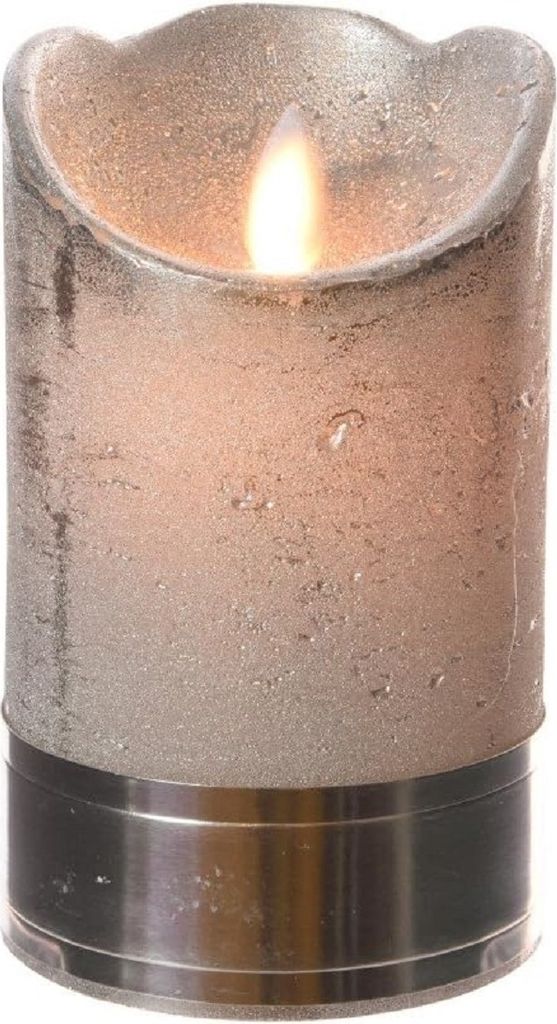 Anna's Collection Stumpfe Kerze - LED - Silber - Tanzflamme - 12 cm