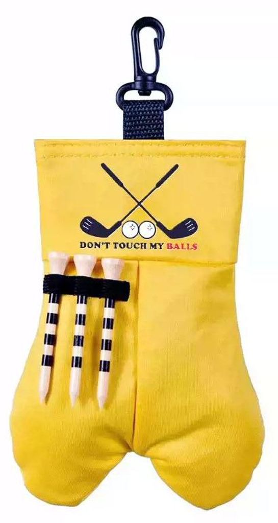 Golf-Tee- und Ballhalter mit Karabinerhaken-Halterung in Gelb