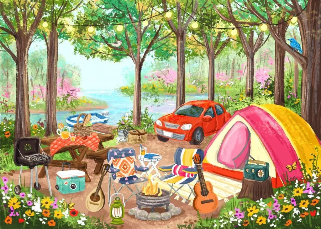 Puzzle Camping 500 pièces Pieces & Peace - Jeu de détente pour adultes