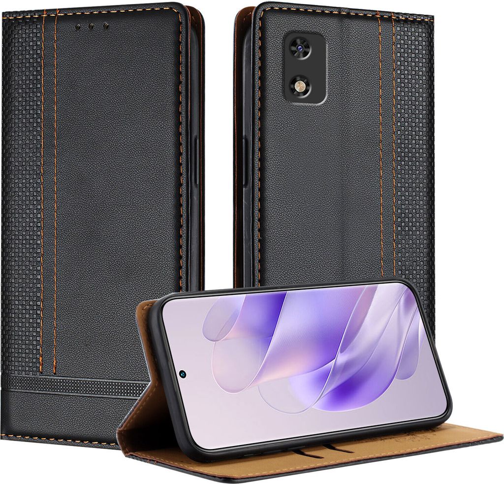 Handyhülle für itel A18 Leder Flip Klappbare Schutzhülle mit Standfunktion Schwarz