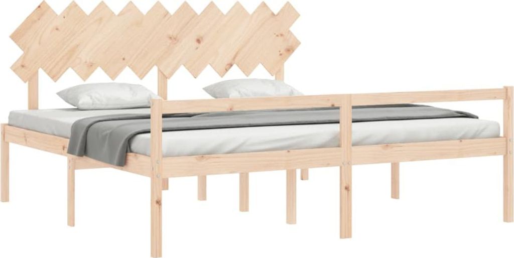 vidaXL Seniorenbett mit Kopfteil 200x200 cm Massivholz