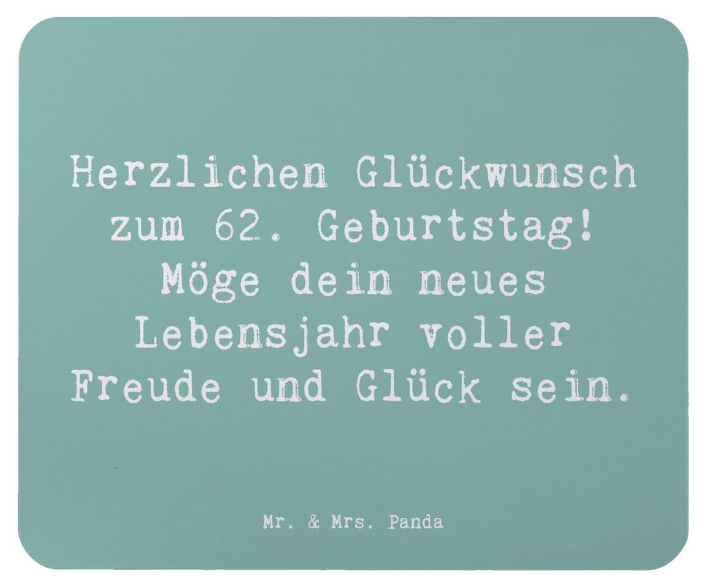 Mr. & Mrs. Panda Mouse Pad Spruch 62. Geburtstag - Meeresbrise - Geschenk, notebook mauspad, laptop mousepad, herzliche Botschaft, Feier, feiern, F...