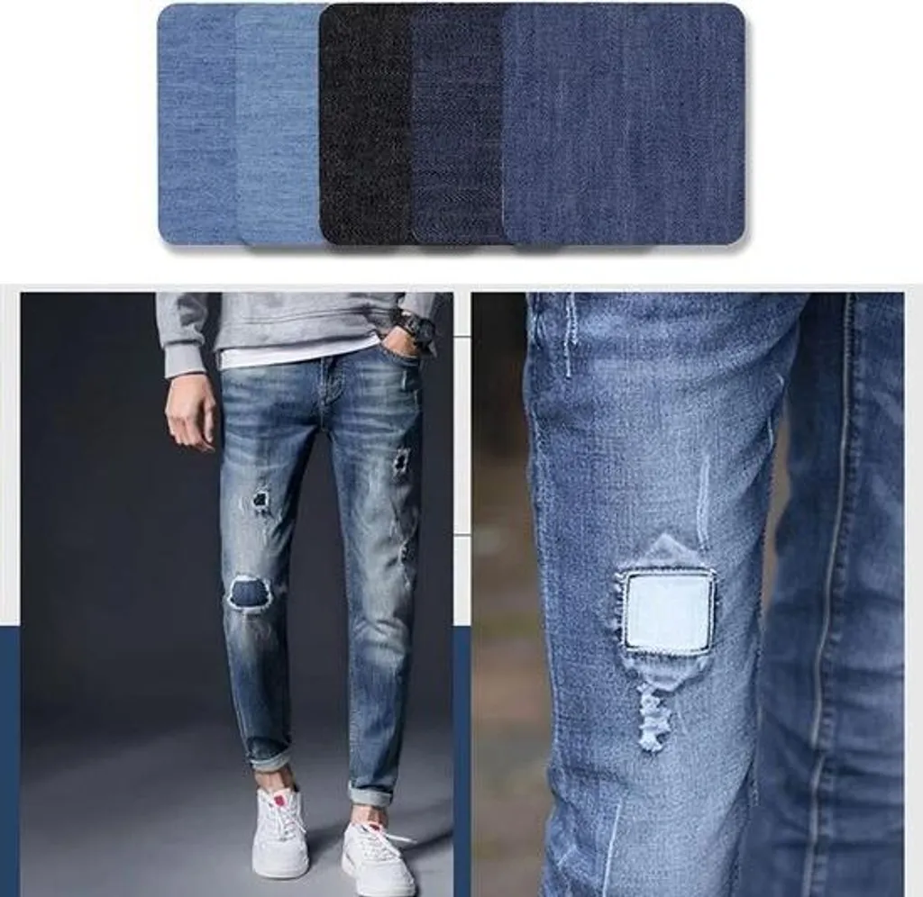 25 Patchs Thermocollants pour Jeans Denim Bleu - Réparation Coudes Genoux