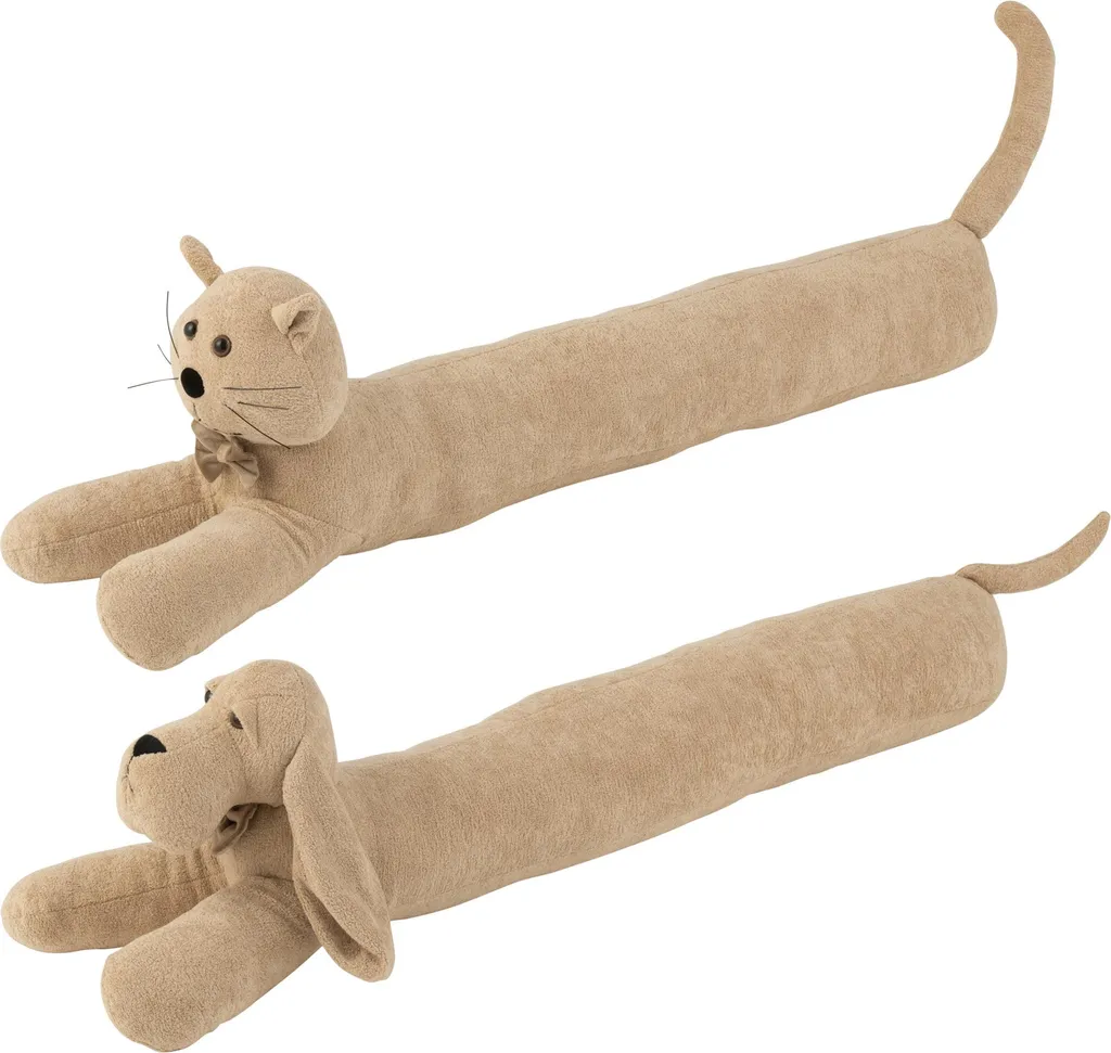 Boudin de porte J-Line en boucle beige motifs animaux pour la maison