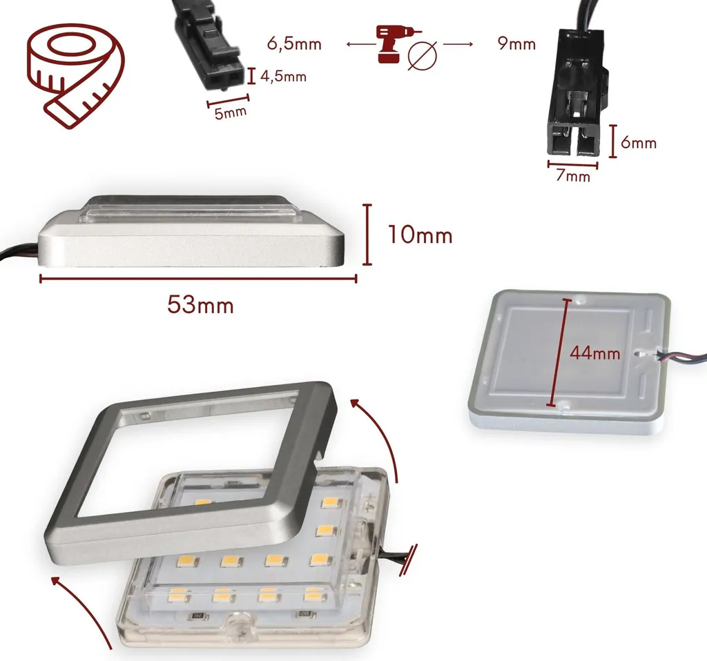 Éclairage sous Meuble LED Blanc Chaud 3000K Kit de 8 avec Pied de Commande - 6